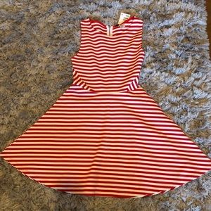 NEW: H&M Red/White Striped Skater Dress